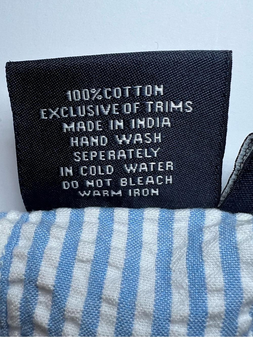 Madison Mathews Catherine Mini Dress Blue Seersucker with Navy Embroidery size S - Picture 6 of 8